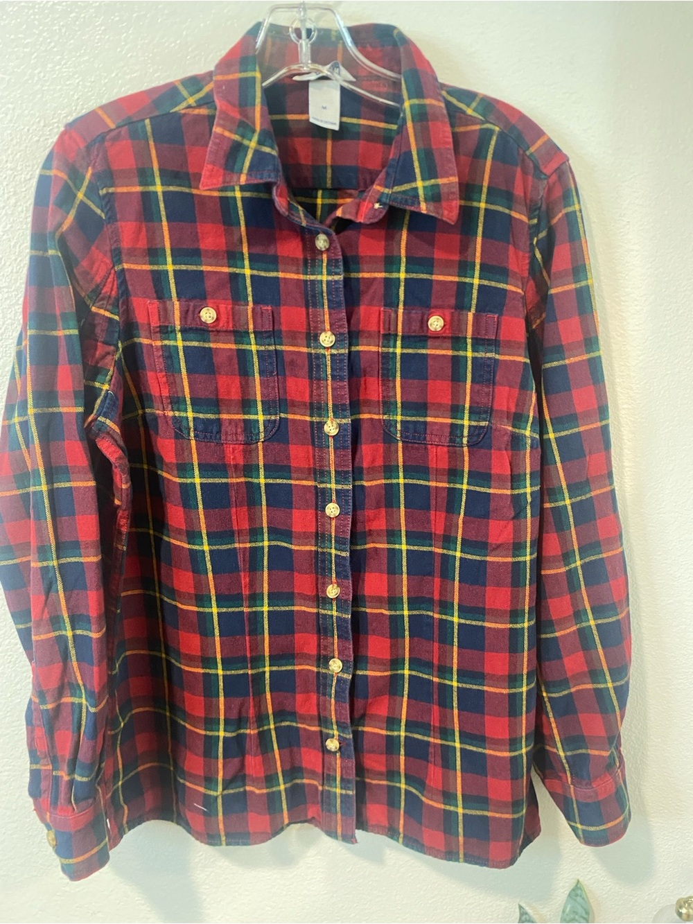 Duluth Trading Company Red Plaid Button-Up Shirt Mens Size Medium